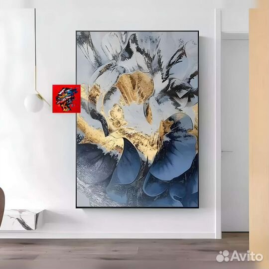 Картина для интерьера цветы голубые