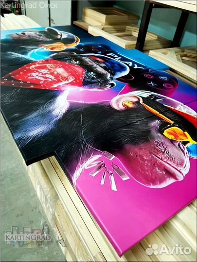 Картина 3 обезьяны на холсте Омск / Арт35