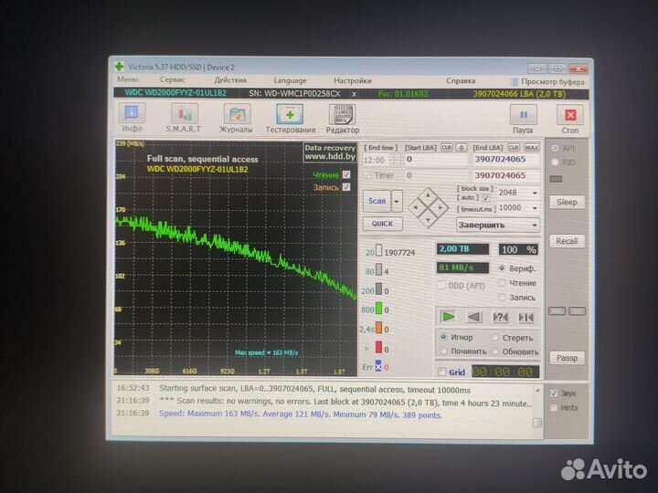 WD 2Tb WD2000fyyz маленький пробег не китай