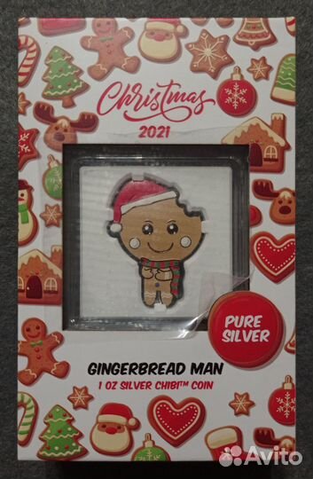 Монета Ниуэ 2021 Пряничный человек Чиби Серебро