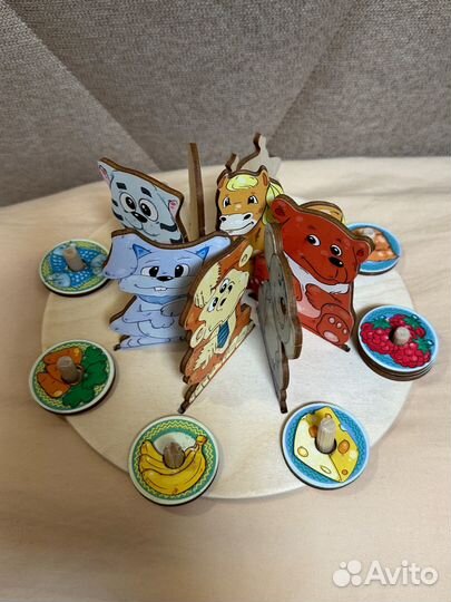 Сортер животные и еда развивающие игрушки