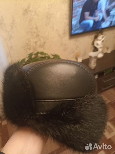 Шапка зимняя мужская кожаная