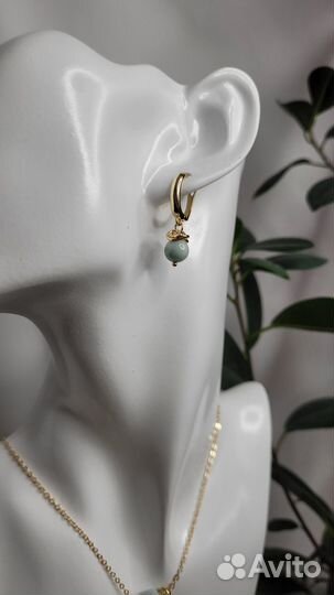 Серьги+колье Ларимар