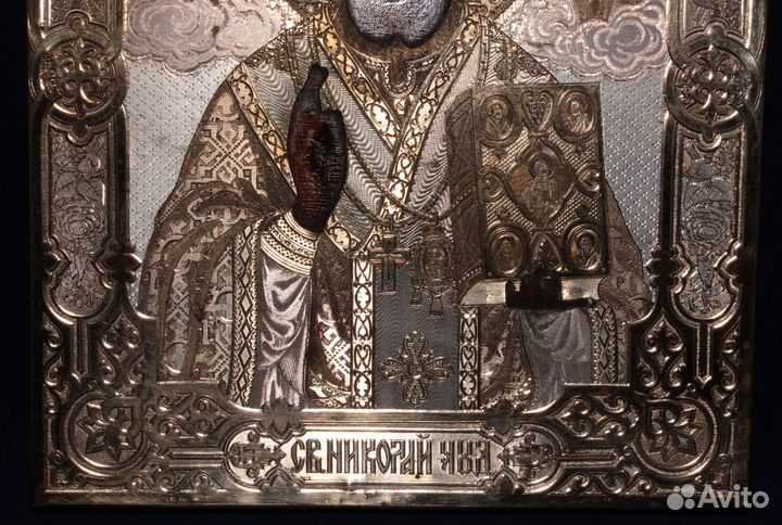 Старинная икона Николай Чудотворец