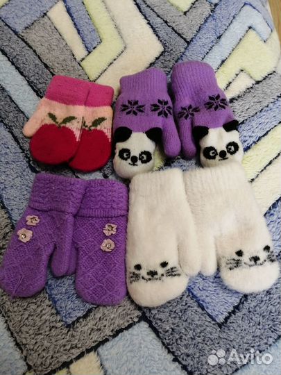 Варежки зимние детские для девочки все за 200