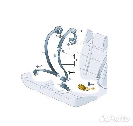 Ответная часть ремня безопасности задняя