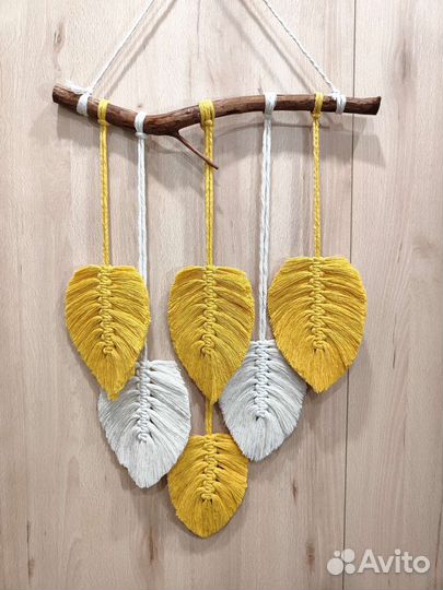 Макраме панно Листья