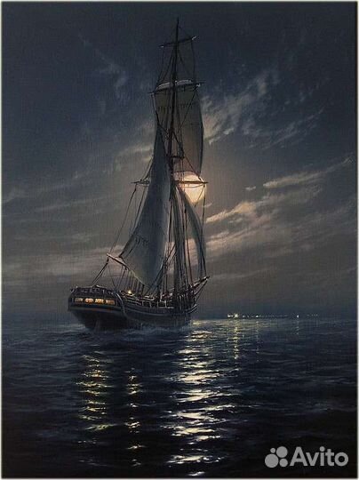 Картина маслом Полная луна Штиль