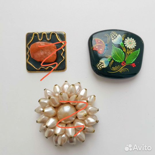 Брошь винтаж СССР ручная роспись