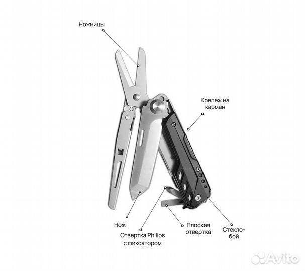 Мультитул RoadLike RL12 6 в 1 черный
