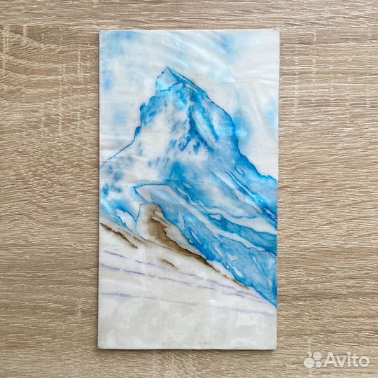 Картина горы в снегу горный пейзаж масло 27х33 см