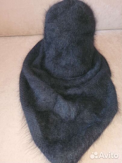 Шапка бини и косынка из пуха норки