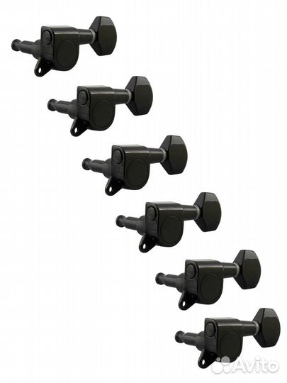 J-07-BK-6L Колки для гитары 6л, черные, Metallor