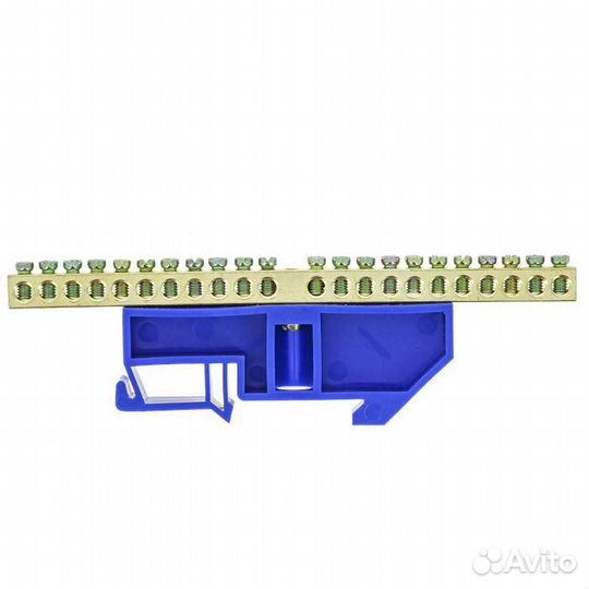 Шина нулевая N 6х9 20 отвер. латунь син. изолятор на DIN-рейку PROxima EKF sn0-63-20-d
