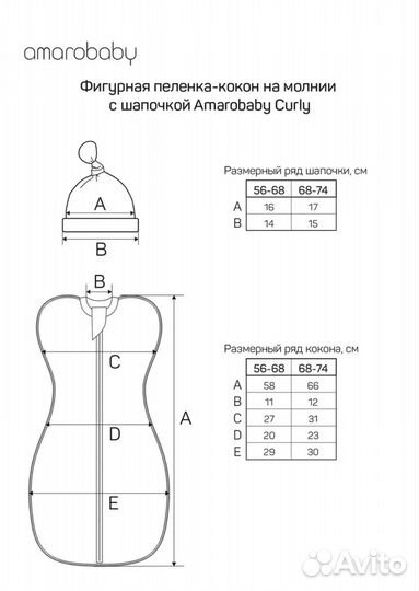 Набор пеленок коконов Amarobaby с шапочками, 56-68