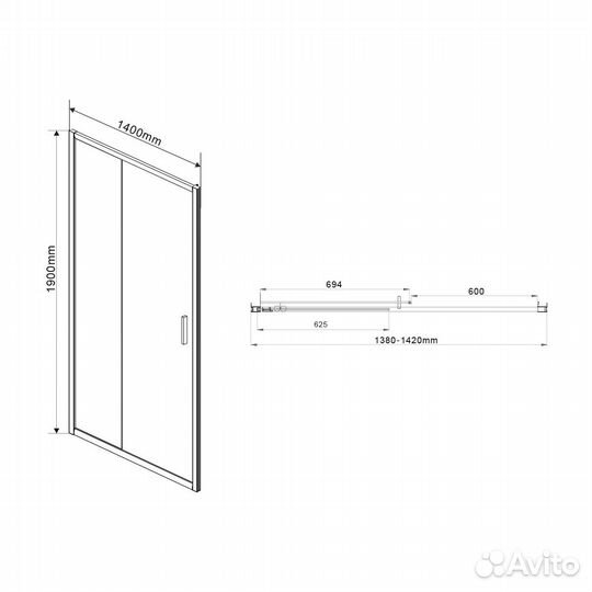 Душевая дверь Vincea Garda VDS-1G140CLB, 1400, чер