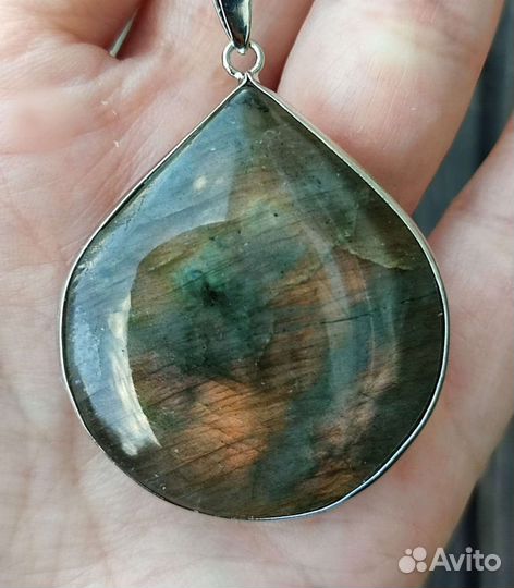 Лабрадорит кулон двусторонний на цепочке