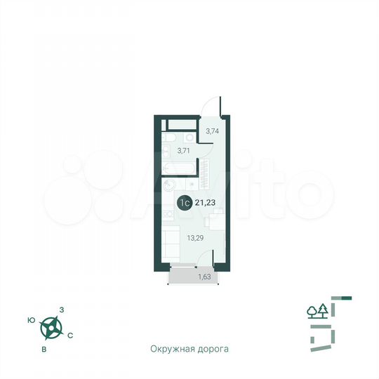 Квартира-студия, 21,2 м², 8/14 эт.