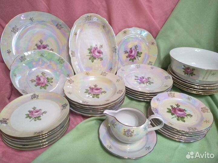 Сервиз чайно-столовый Роза гдр Kahla 52 предмета