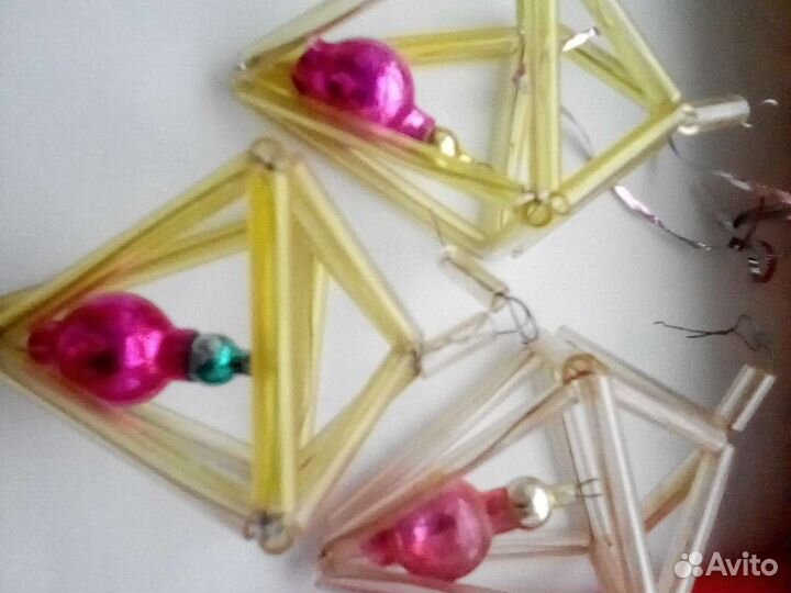 Ёлочные игрушка ракета спутник стеклярус СССР