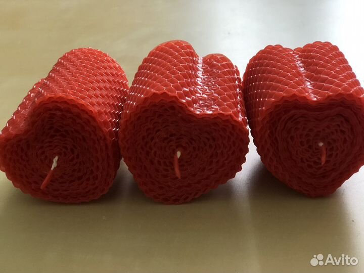 Свеча восковая медовая ручной работы «Сердце»