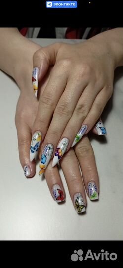 Наращивание ногтей, педикюр, маникюр