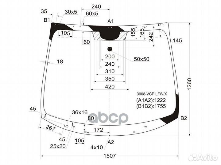 Стекло лобовое peugeot 3008/5008 09-16 3008vcpl