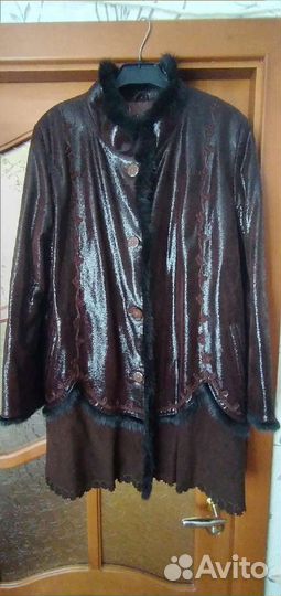 Куртка пиджак женская кожаная 54-56