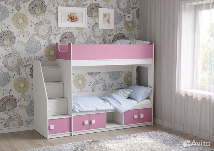 Двухъярусная кровать + лесенка комод Л - D605.3