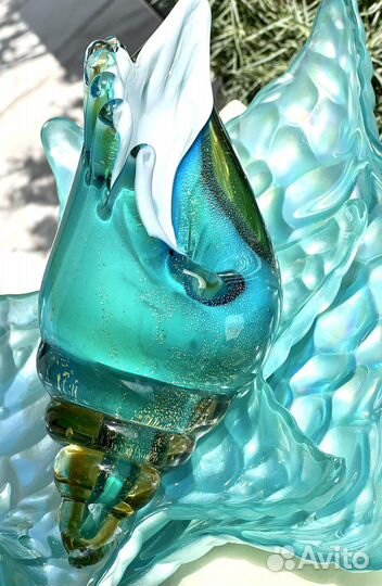 Ракушка бирюзовая из муранского стекла