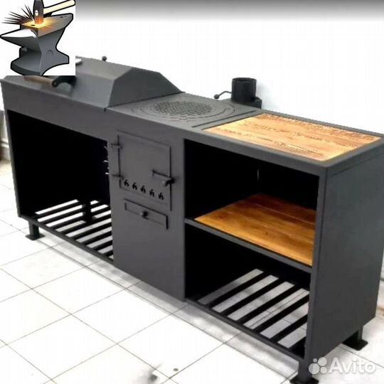 Мангал с печью и барбекю 4в1