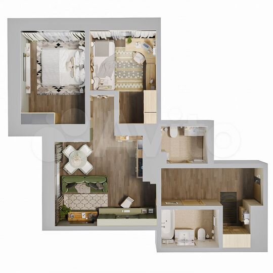 2-к. квартира, 64 м², 3/19 эт.