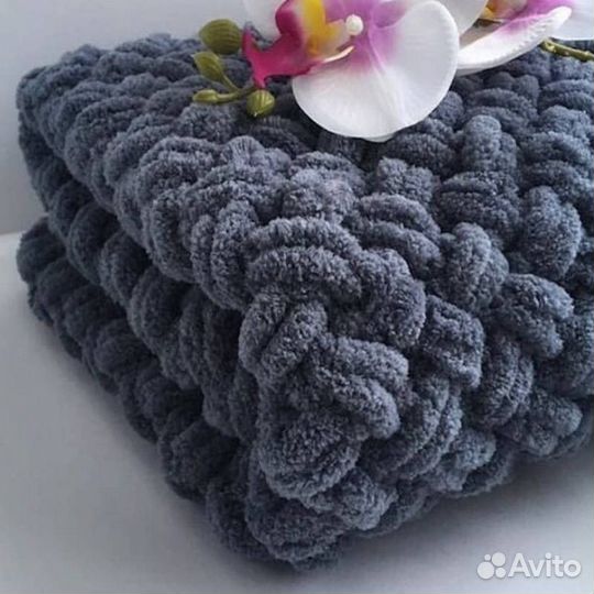 Свяжу плед из ализе пуффи