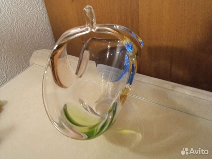 Ваза конфетница Чехословакия цветное стекло