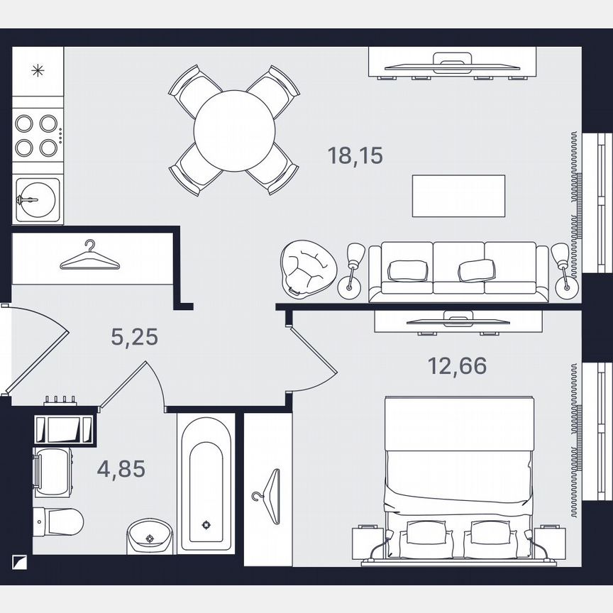 2-к. апартаменты, 40,9 м², 6/24 эт.