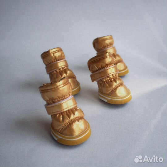 Ботинки для собак дутики золотые