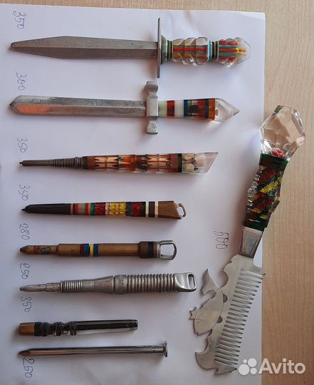 Авторучки, расческа, мундштук наборные ручки СССР