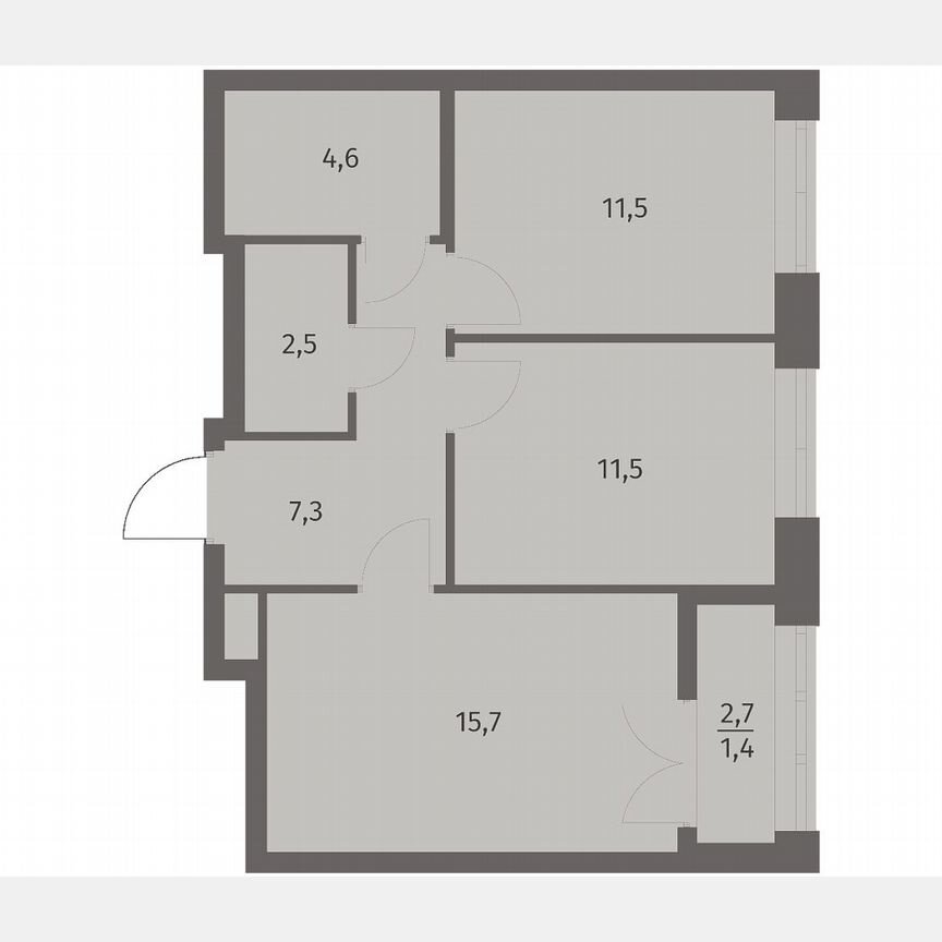 2-к. квартира, 54,4 м², 5/11 эт.