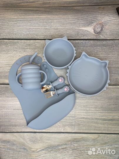 Набор силиконовой посуды из 8-ми предметов «Котик»