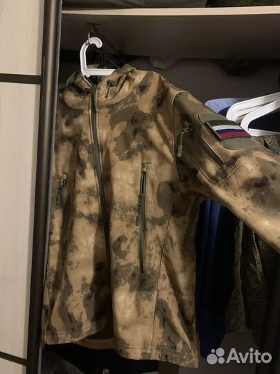 Тактическая куртка флисовая мох софтшелл