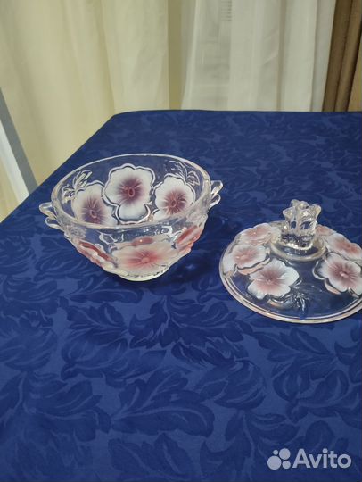 Конфетница цветное стекло СССР