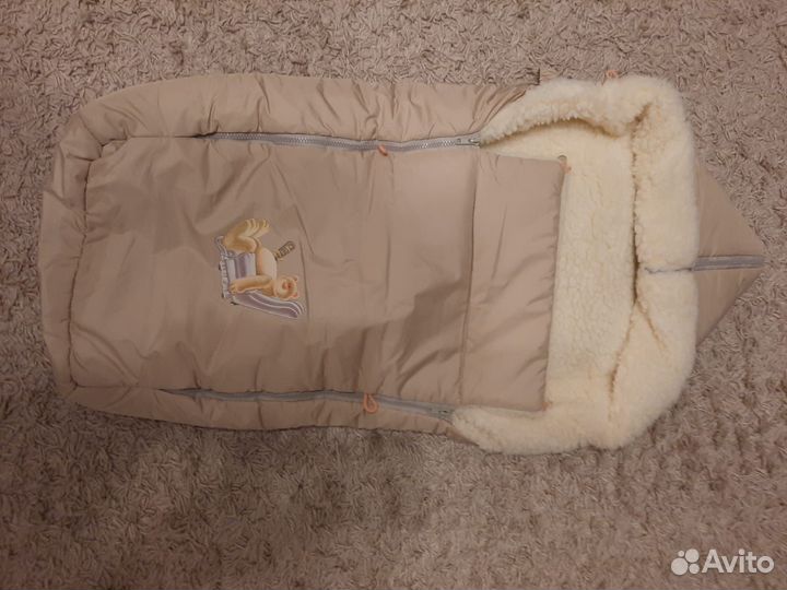 Зимний конверт на овчине в коляску