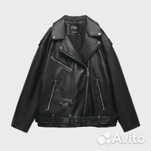 Кожаная куртка Zara, черный