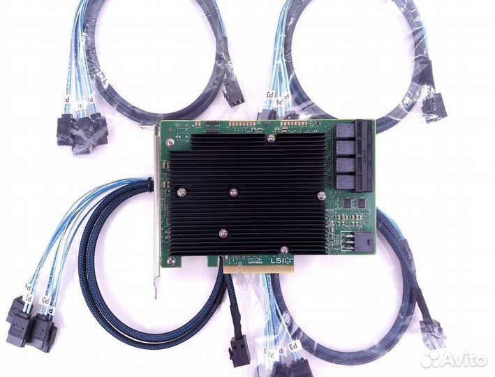 HBA контроллер LSI SAS 9300-16i с 4 кабелями