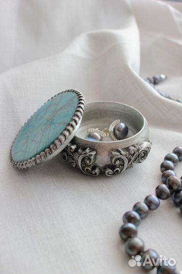 Шкатулка Бирюза в серебре