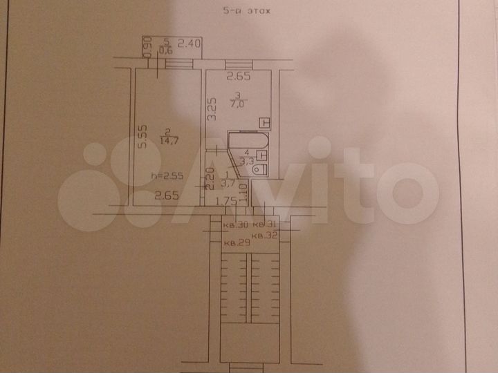 1-к. квартира, 30 м², 5/5 эт.