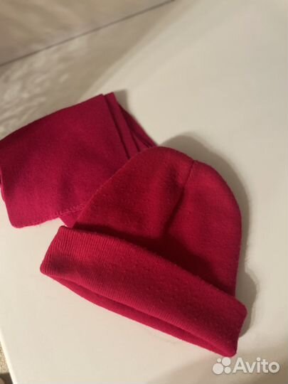 Женский шарф и шапка розовый весна осень