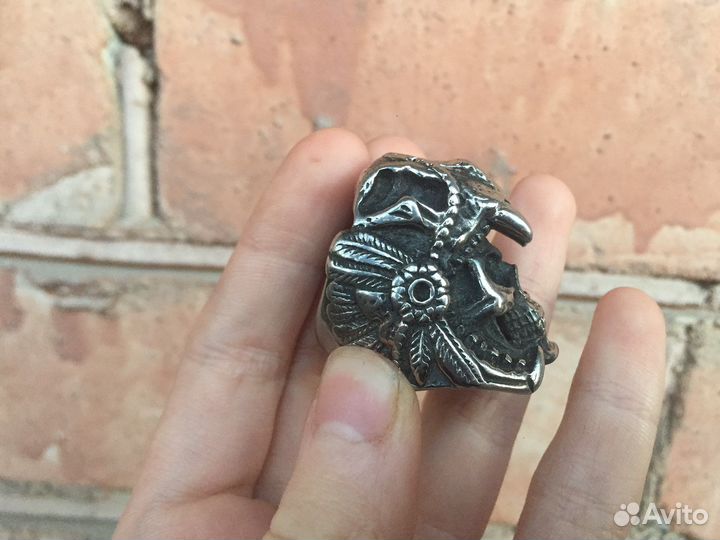 Кольцо перстень нержавеющая сталь череп
