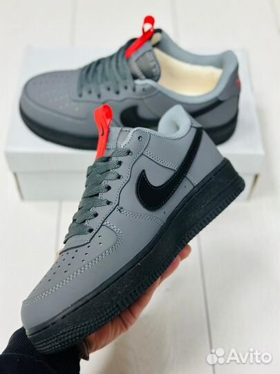 Зимние Кроссовки Nike Air Force 1 Low Grey Black