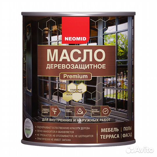 Масло для дерева neomid Premium 0,75л белое, арт.4